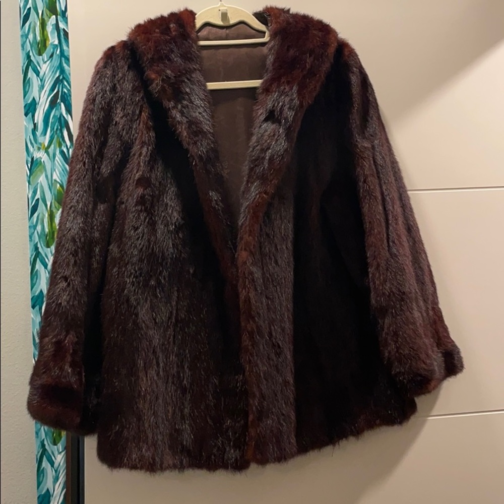 Vintage Mink Coat - Dark Burgundy Ranch style Coat